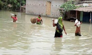 घनश्यामपुर प्रखंड में आई बाढ़ 3 गांवों में प्रवेश करने लगा पानी