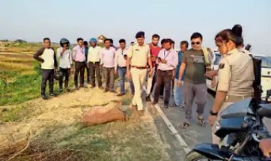 दरभंगा:- शोभन एकमी बाइपास के किनारे गड्ढे में बाेरी में मिली विवाहिता की लाश