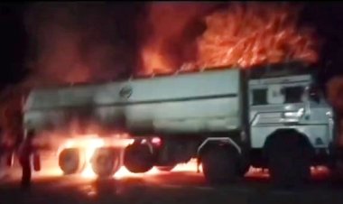 इथेनॉल की खड़ी टैंकर में लगी आग, मौजूद लोगों की तत्परता से टला बड़ा हादसा