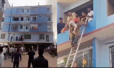 दरभंगा के गिरिजा रेसिडेंसी अपार्टमेंट में लगी आग, फायर ब्रिगेड की टीम ने फंसे लोगों को सीढ़ी लगाकर किया रेस्क्यू
